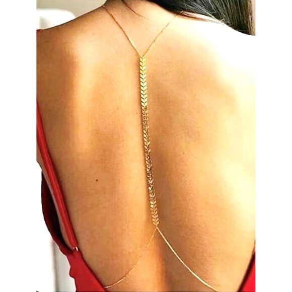 🆕 Women Gold Rhinestone Peal Back Chain Necklace Lingerie Waist Belly Jewelry - Picture 2 of 3